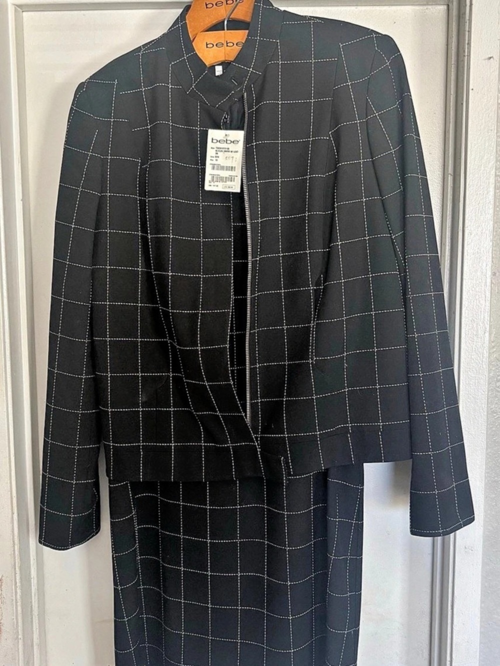 Y2K bebe 3 piece Checkered Pantsuit in Black & White Size 10 NWT